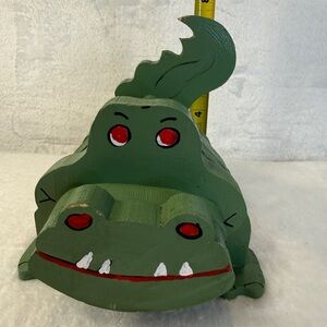 Charming Green Reptile Alligator Crocodile Habitat Decor Artist Signed Bob Wells